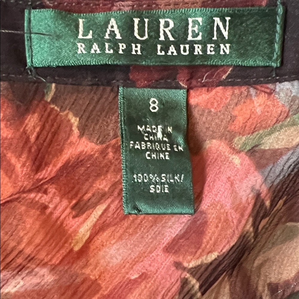 Ralph Lauren Black Sheer Floral Ruffle Blouse - Picture 2 of 7